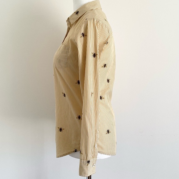 Joules shirt 8 cotton classic fit long sleeved bee print blouse yellow striped - Picture 7 of 12